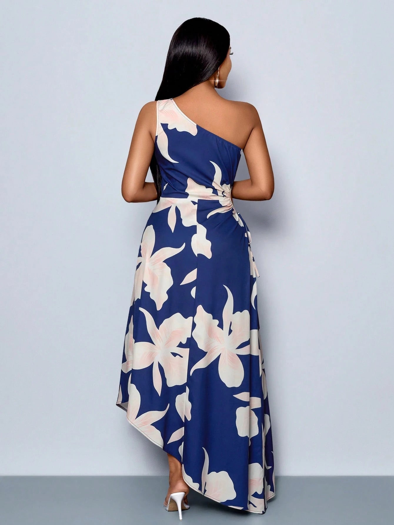  Floral Print Asymmetrical Maxi Dress