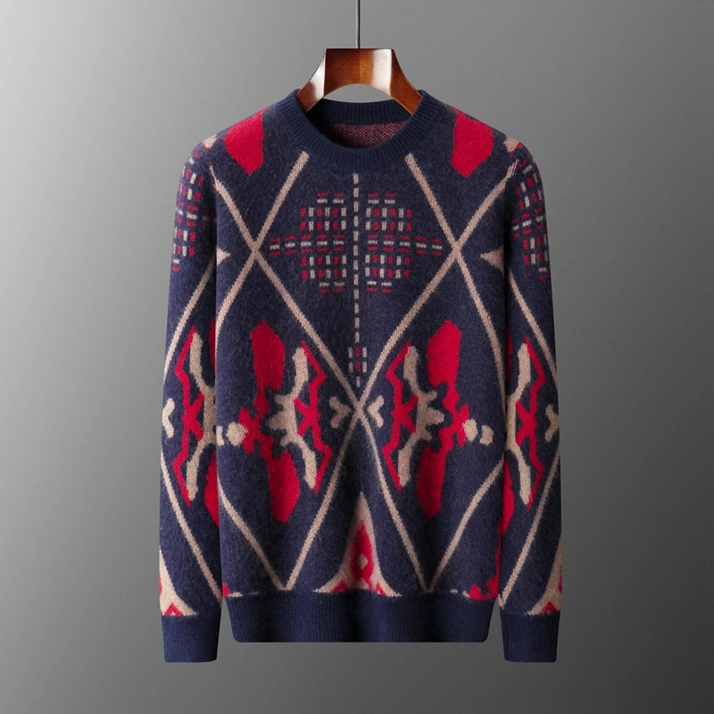 Geometric Merino Wool Jacquard Sweater