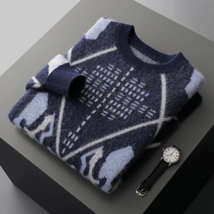 Geometric Merino Wool Jacquard Sweater