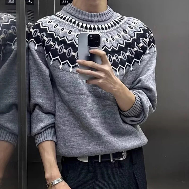 Geometric Pattern Knit Sweater