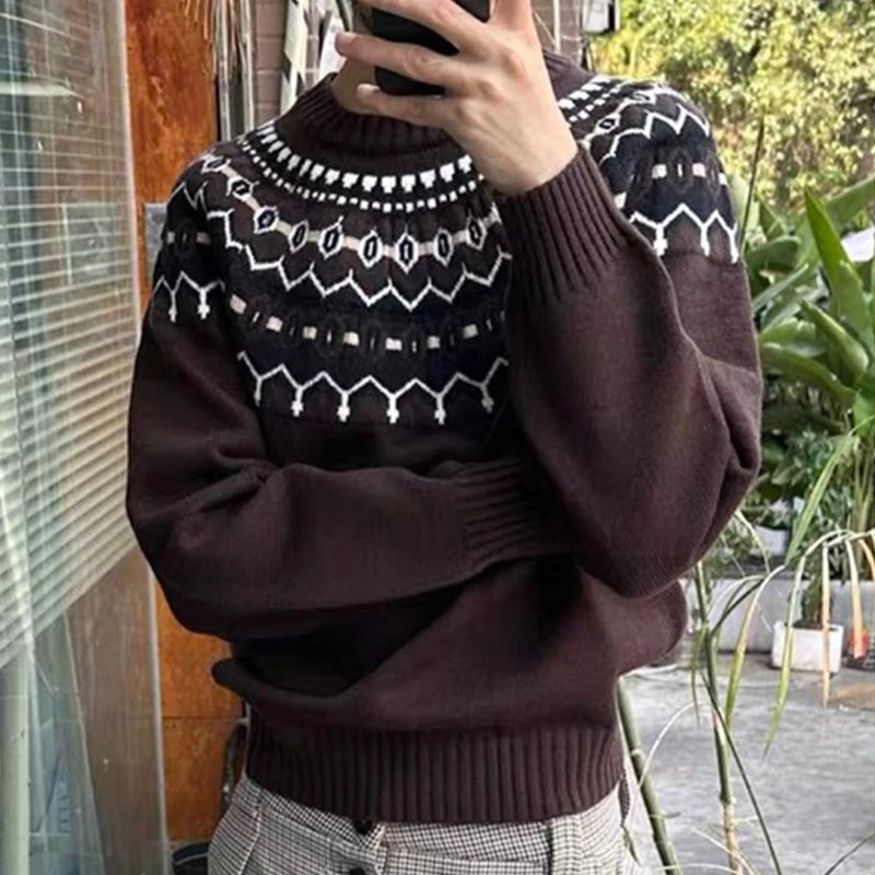 Geometric Pattern Knit Sweater