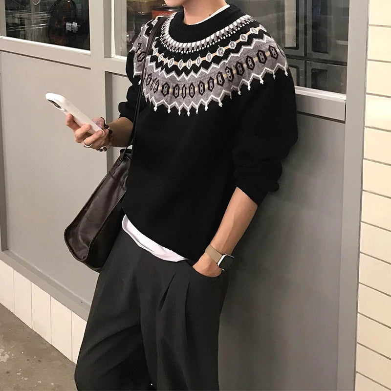 Geometric Pattern Knit Sweater