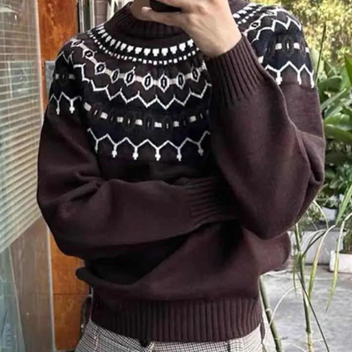 Geometric Pattern Knit Sweater