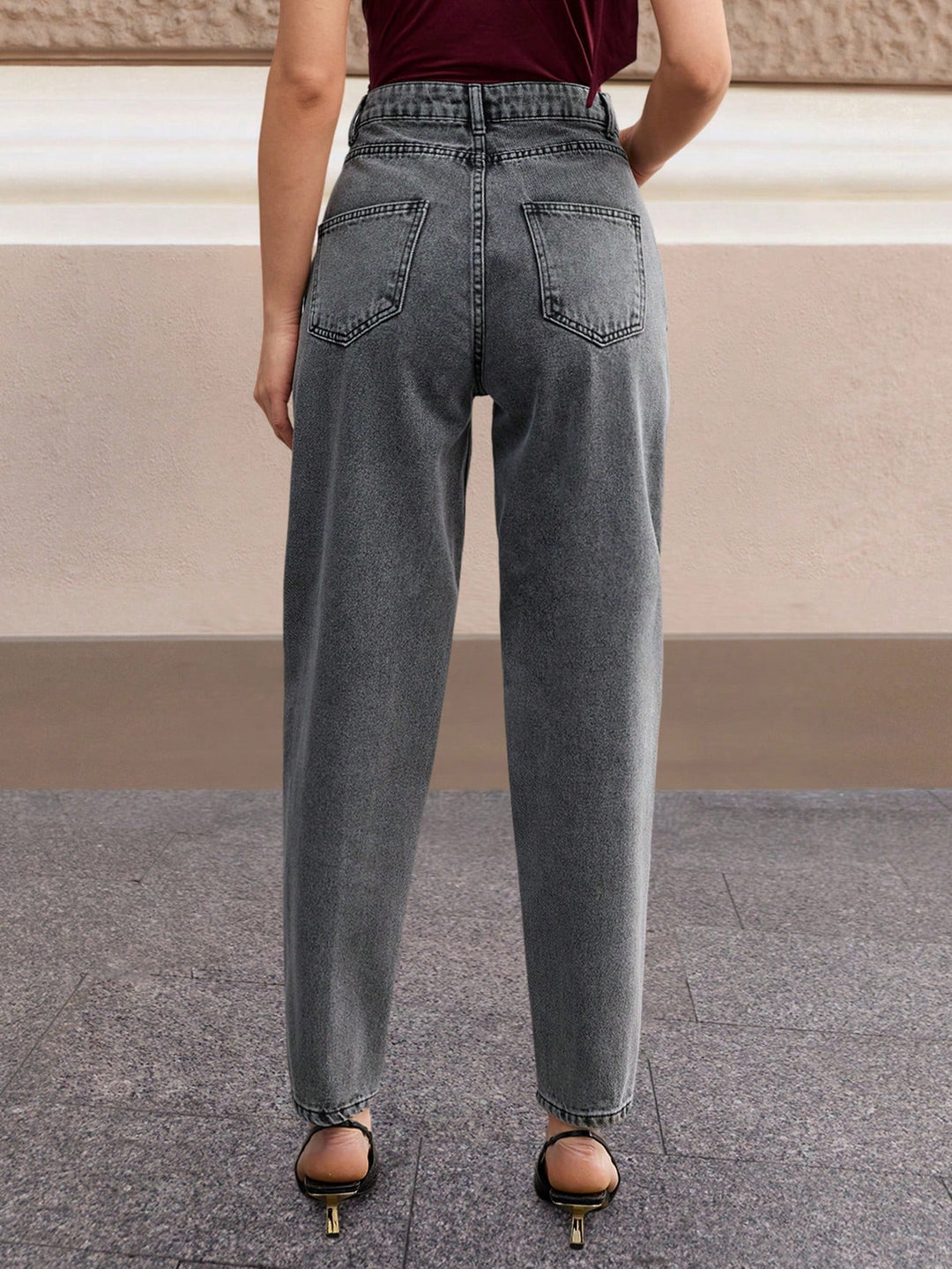 High Waist Pleated Wide Leg Jeans