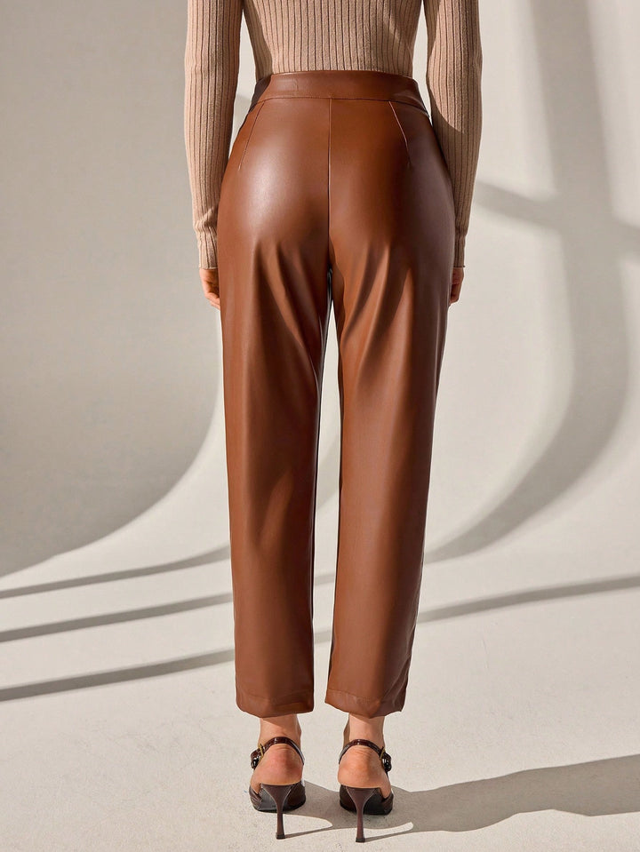 High Waist Slim Fit Cropped Trousers