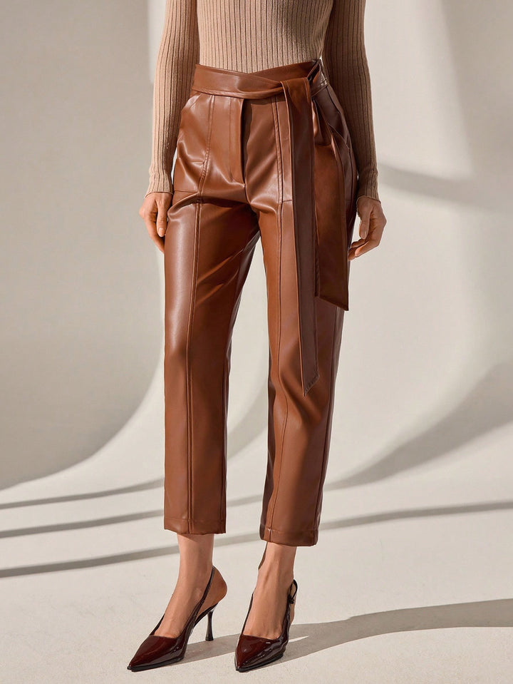 High Waist Slim Fit Cropped Trousers