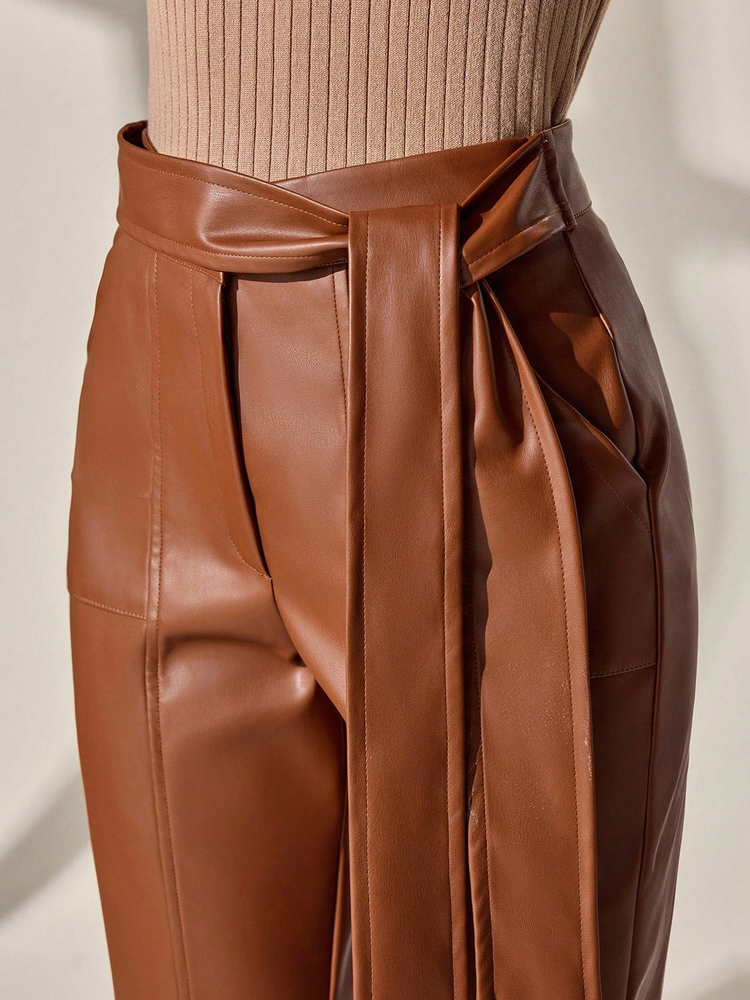 High Waist Slim Fit Cropped Trousers