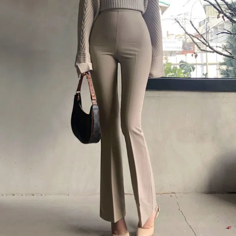  High Waisted Split Hem Flare Pants
