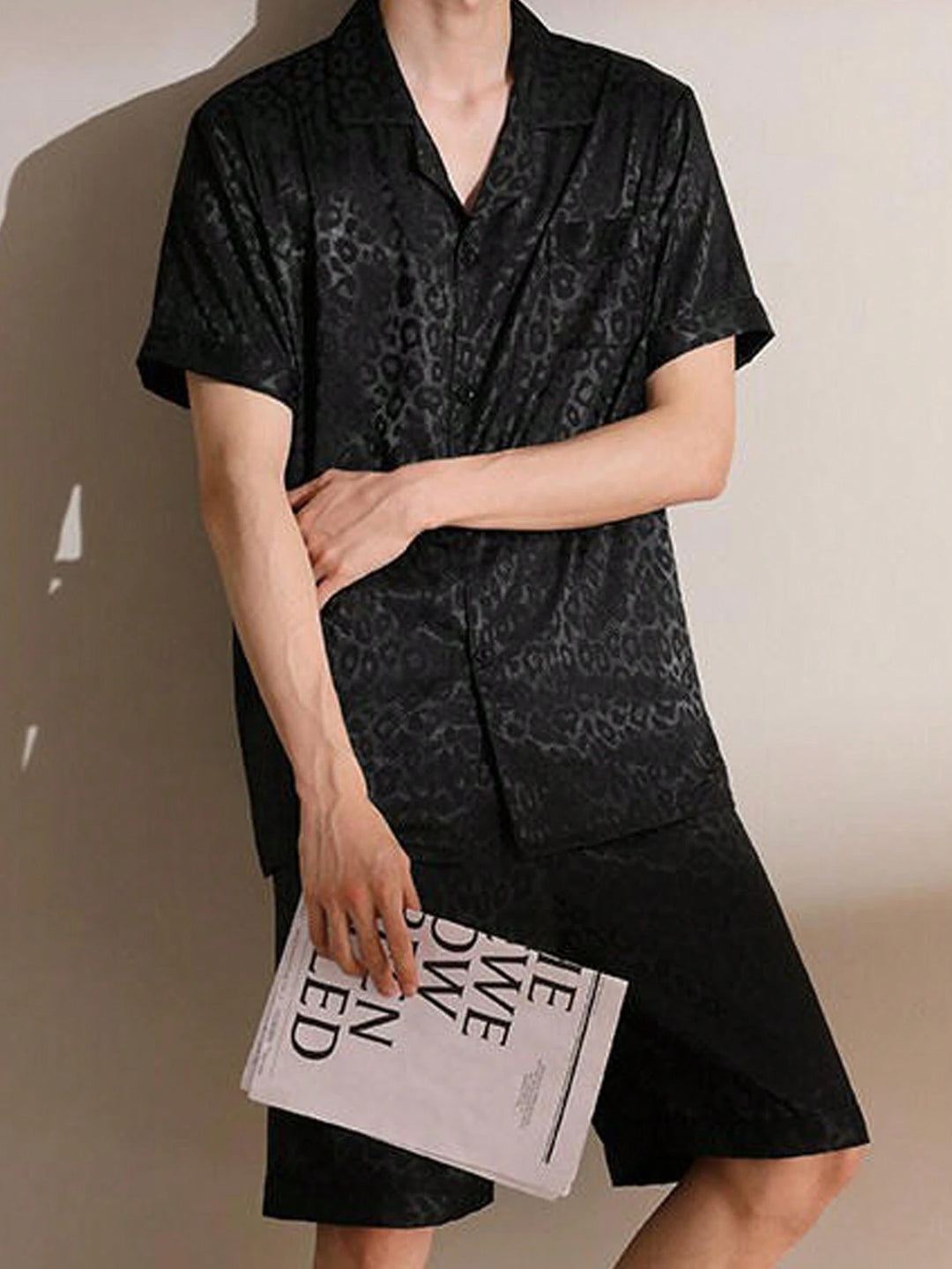 Jacquard Leopard Satin Pajama Set