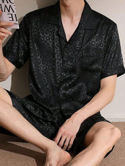 Jacquard Leopard Satin Pajama Set