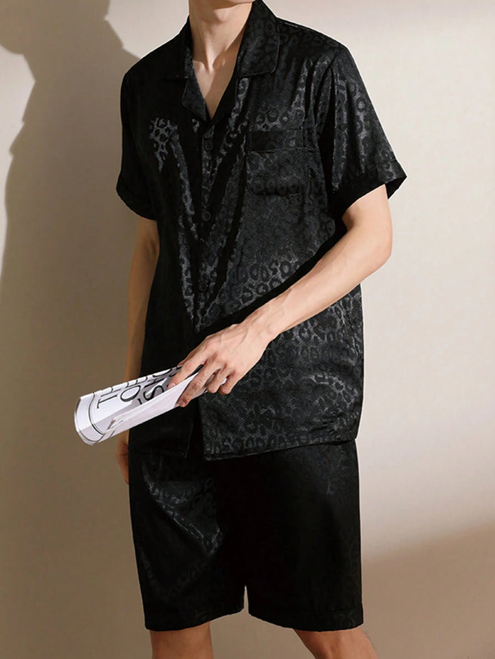 Jacquard Leopard Satin Pajama Set