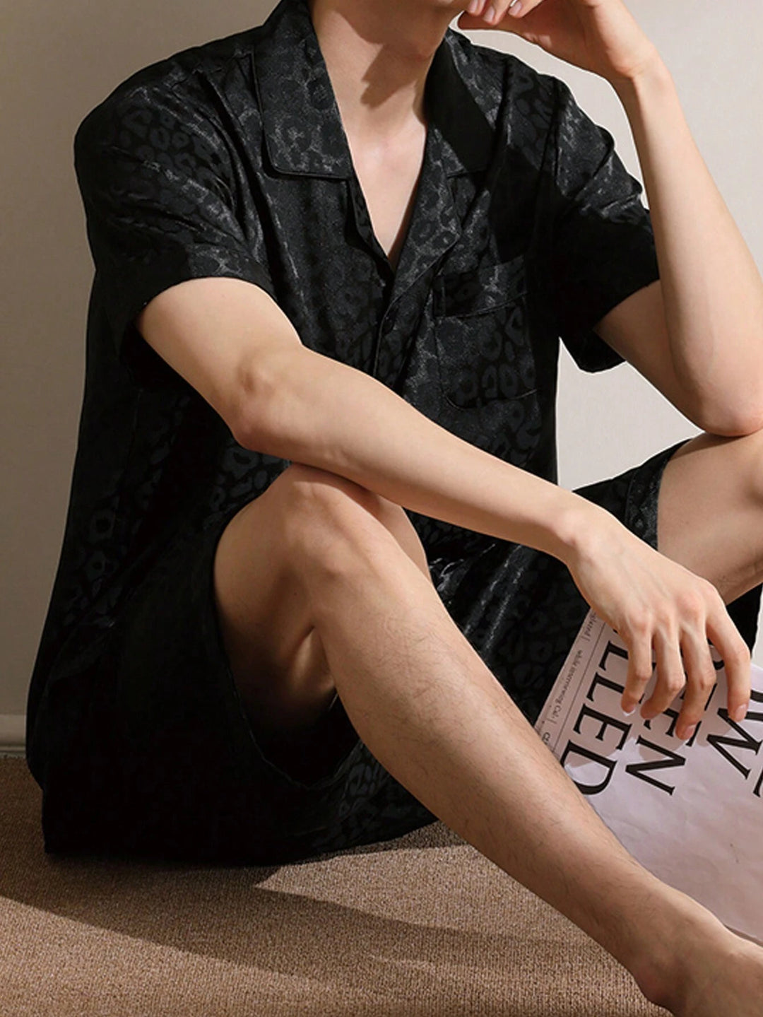 Jacquard Leopard Satin Pajama Set