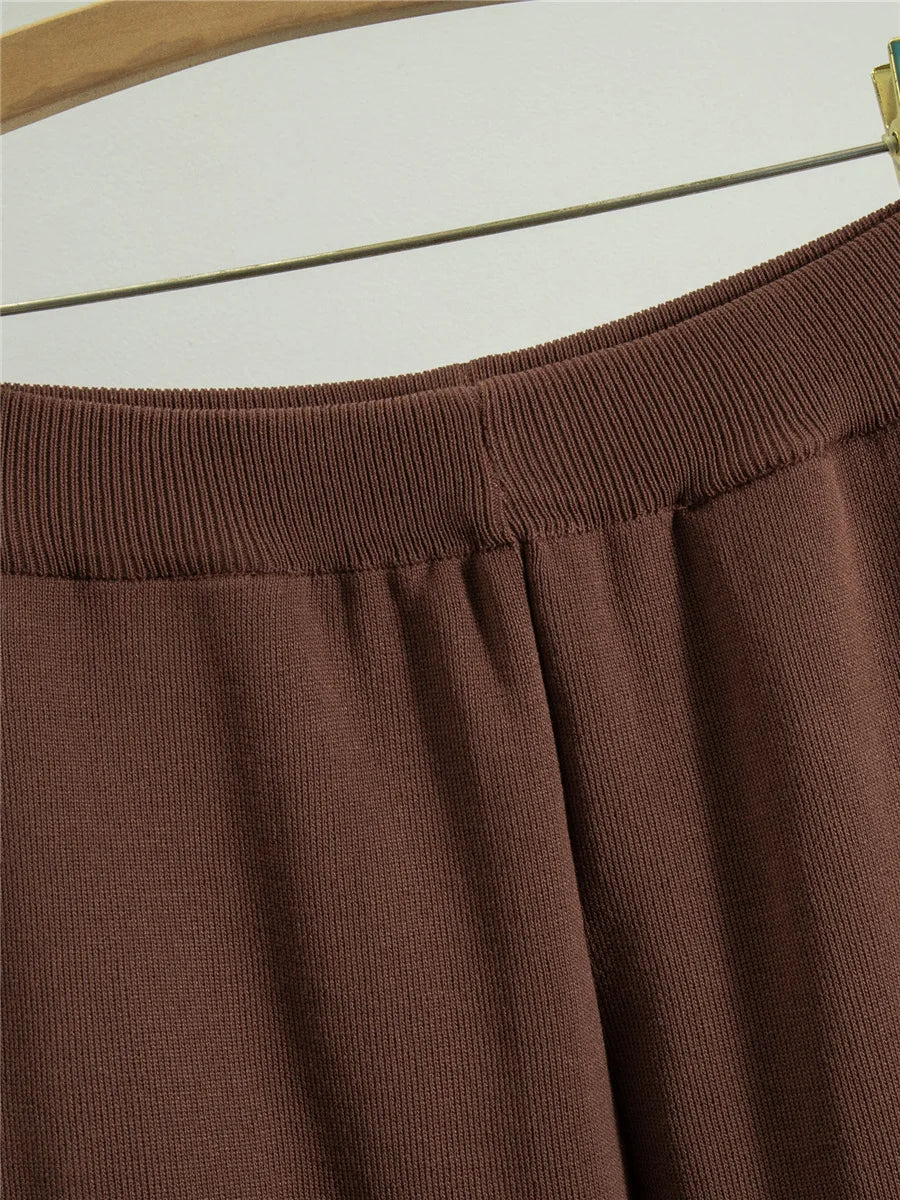 Knit Cardigan & Wide Leg Pants Set