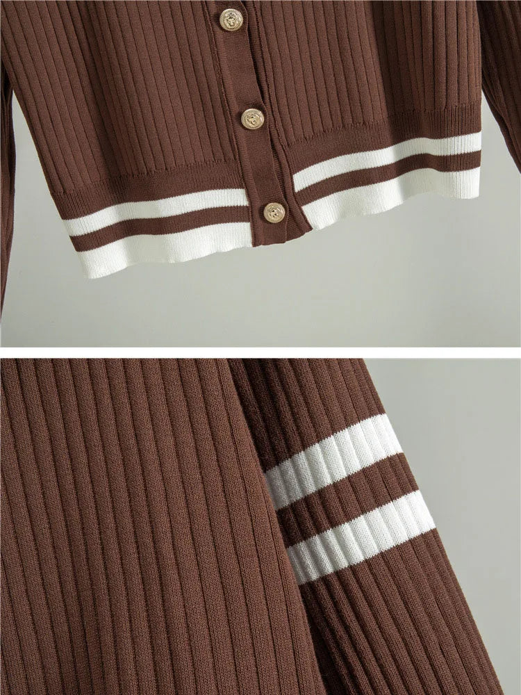 Knit Cardigan & Wide Leg Pants Set