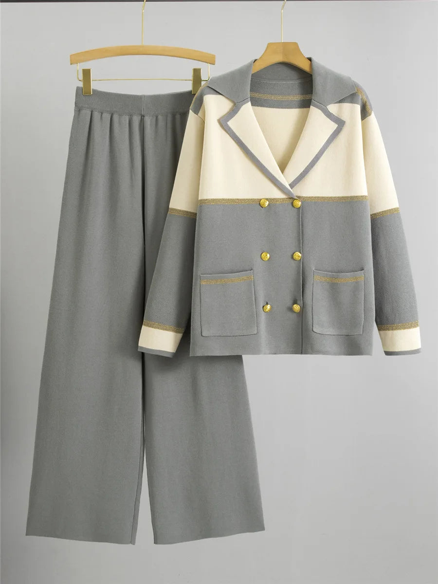 Knit Double-Breasted Lounge Set
