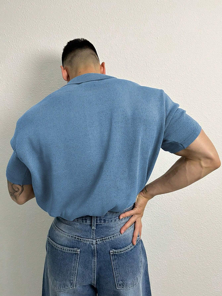 Knitted Polo Shirt Short Sleeve Button Down
