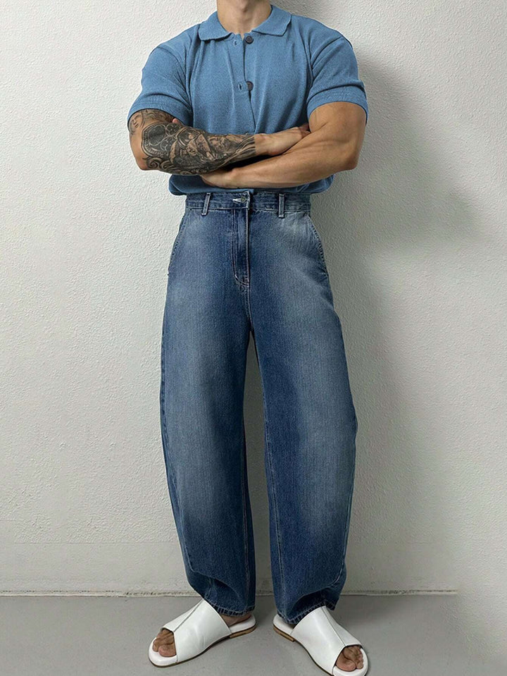 Knitted Polo Shirt Short Sleeve Button Down