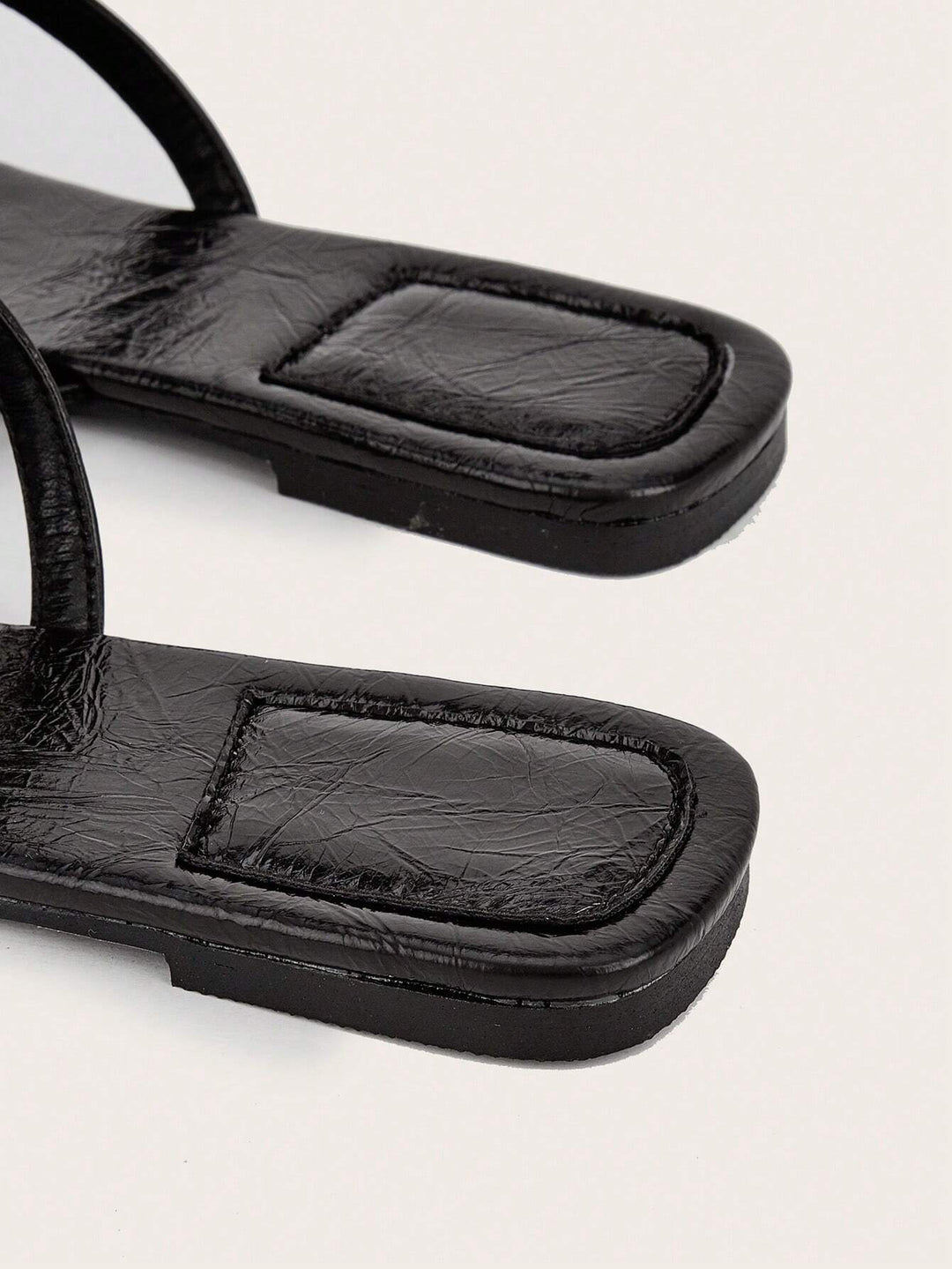  Leopard Print Square Toe Flat Sandals