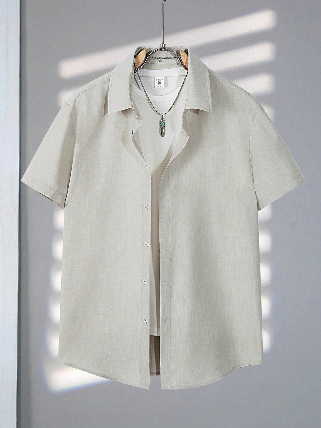 Linen Blend Camp Collar Shirt