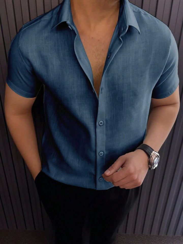 Linen Blend Camp Collar Shirt