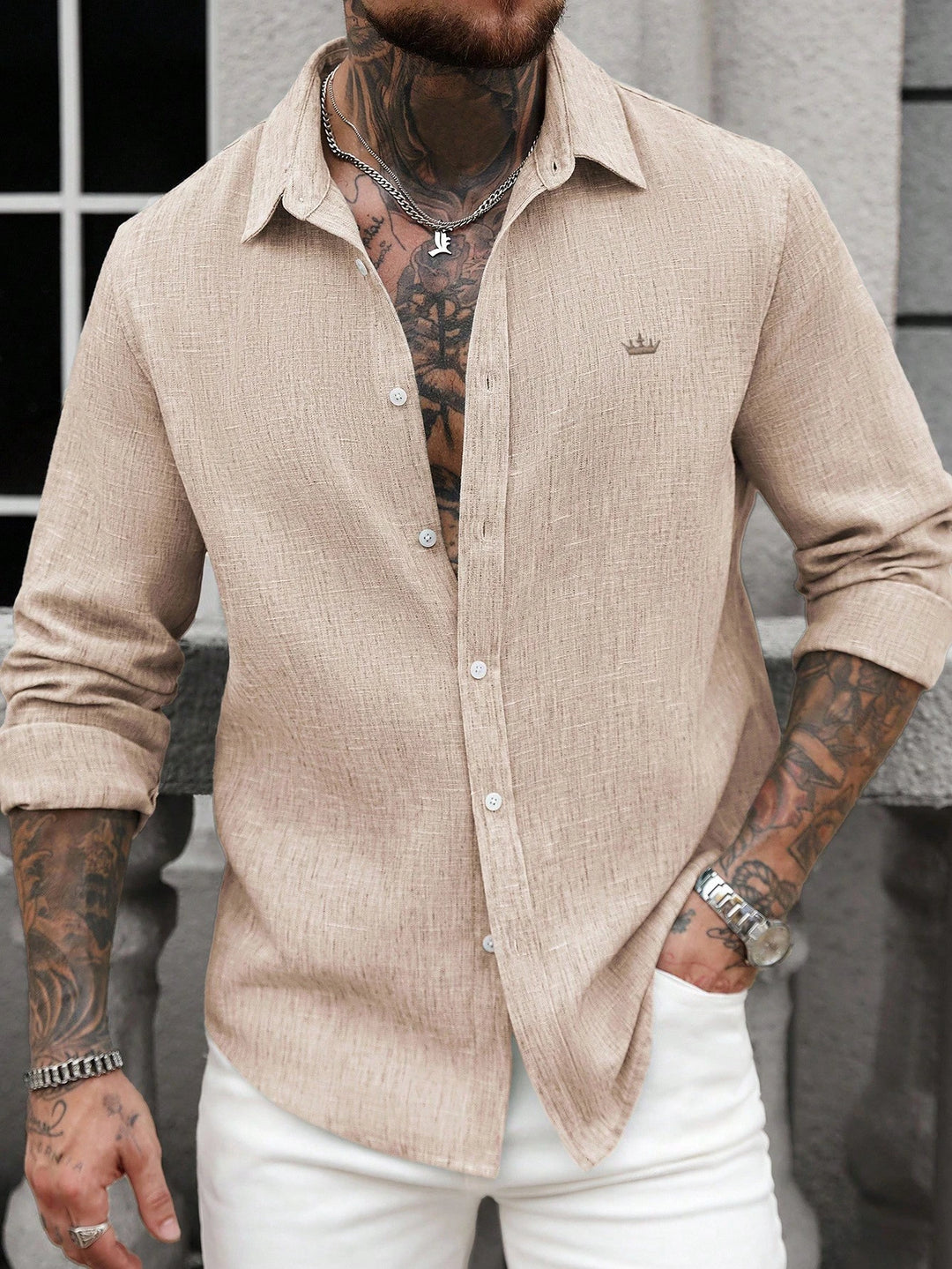 ChiClick | Textured Casual Linen Shirt