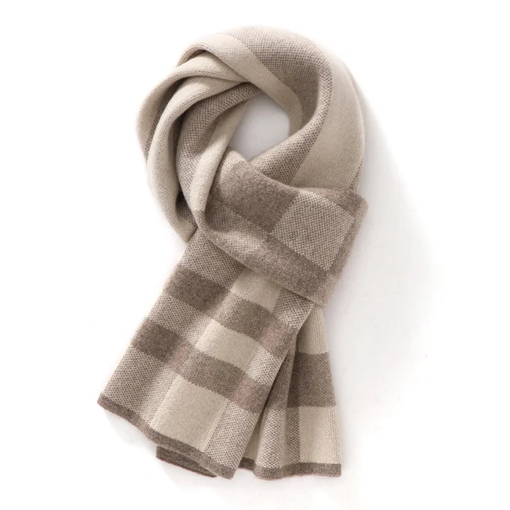 Mens 100% Cashmere Checkered Scarf