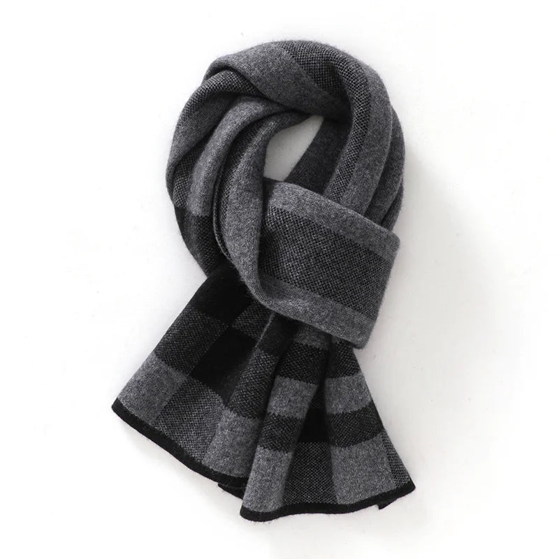 Mens 100% Cashmere Checkered Scarf