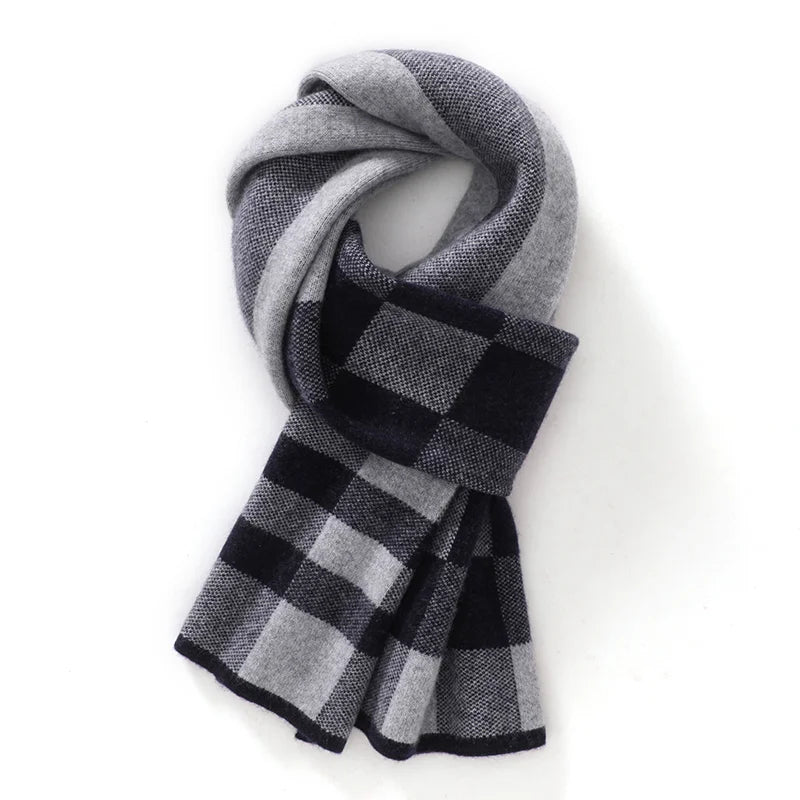 Mens 100% Cashmere Checkered Scarf