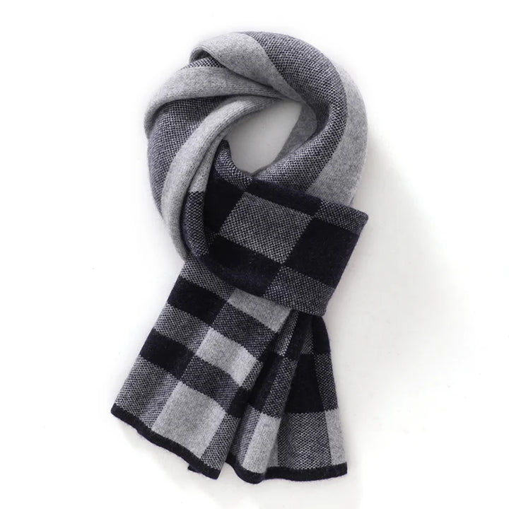 Mens 100% Cashmere Checkered Scarf