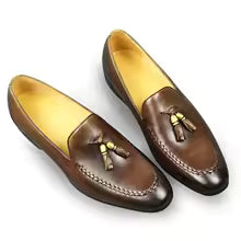 Men's Burnished Leather Tassel Loafers