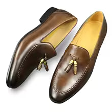 Men's Burnished Leather Tassel Loafers
