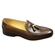 Men's Burnished Leather Tassel Loafers