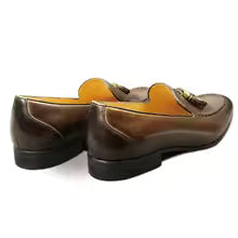 Men's Burnished Leather Tassel Loafers
