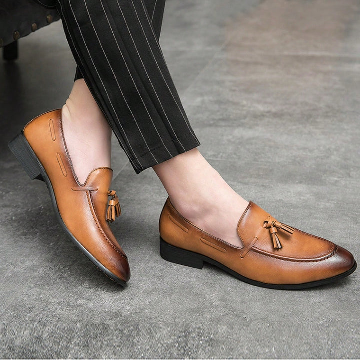 Men's Burnished Leather Tassel Loafers