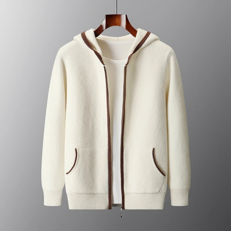 Mens Cashmere Zip Hoodie Jacket