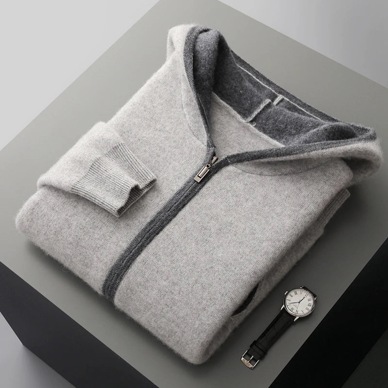 Mens Cashmere Zip Hoodie Jacket