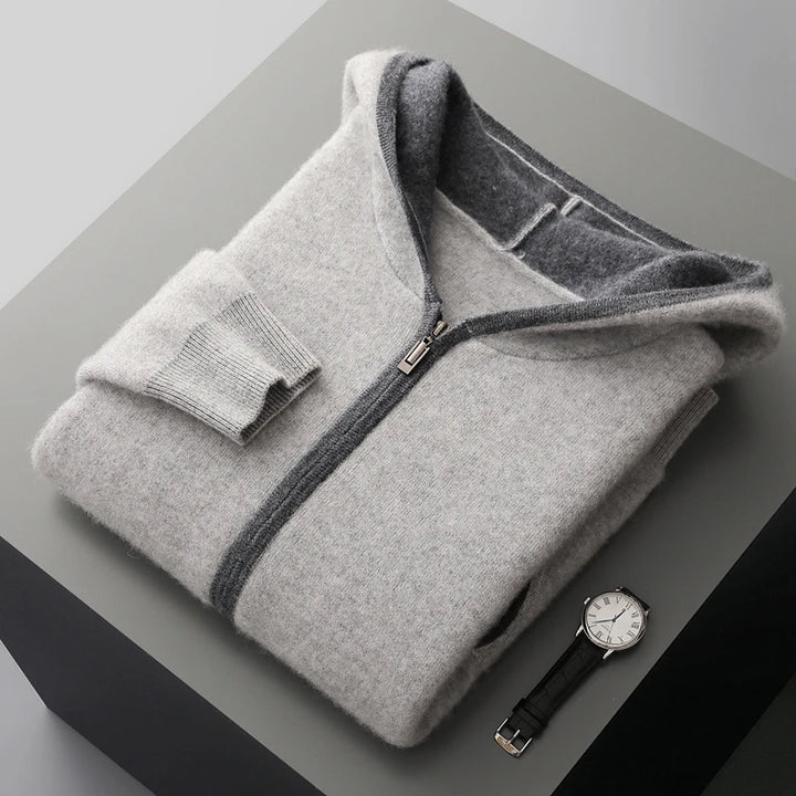 Mens Cashmere Zip Hoodie Jacket