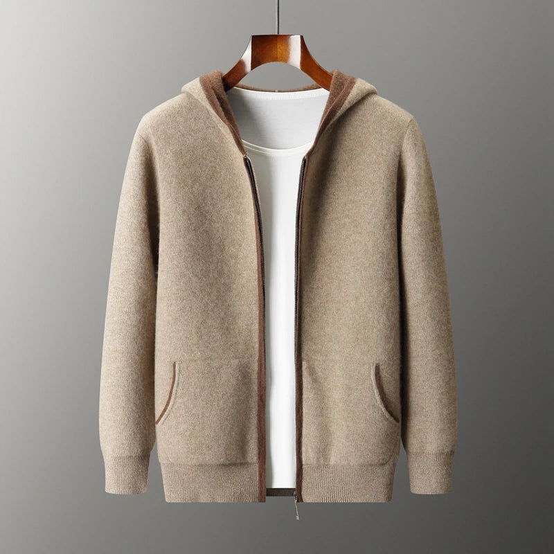Mens Cashmere Zip Hoodie Jacket