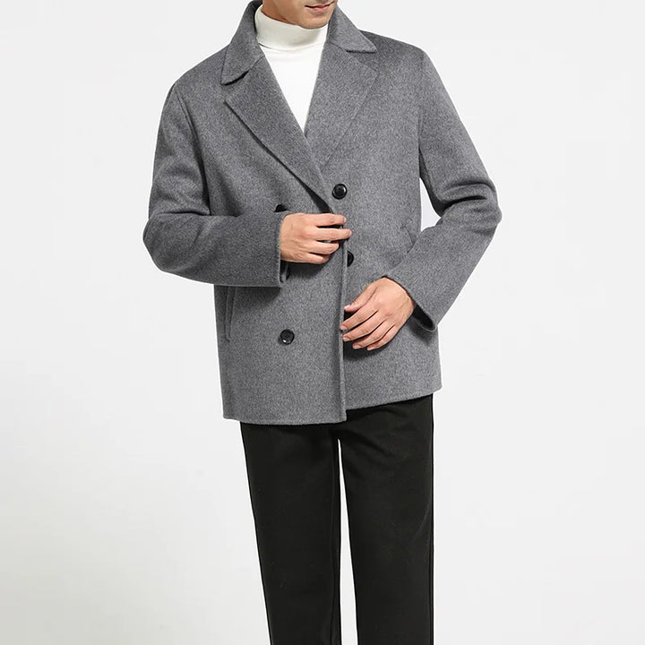 Mens Double-Breasted Wool Blend Coat