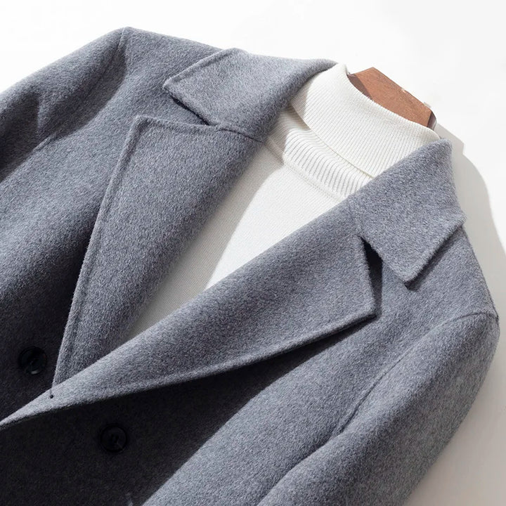 Mens Double-Breasted Wool Blend Coat