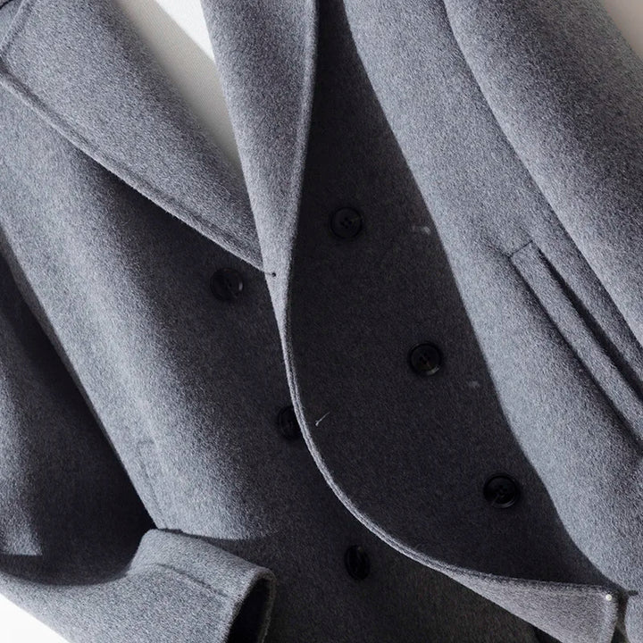 Mens Double-Breasted Wool Blend Coat