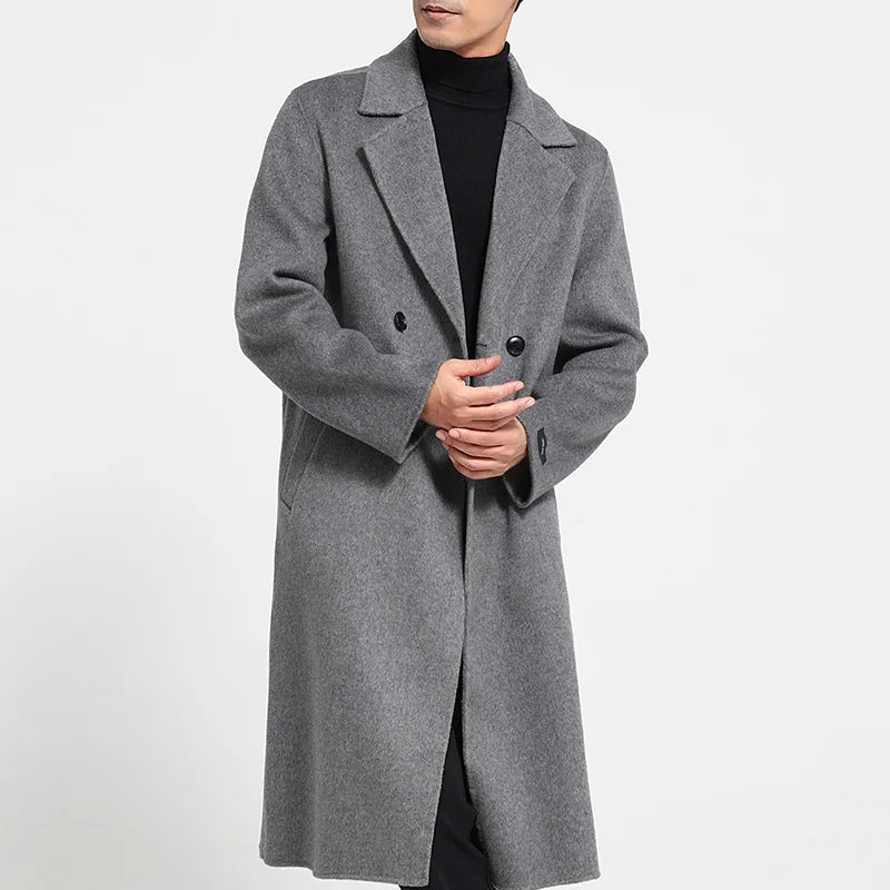 Mens Double-Sided 100% Wool Overcoat