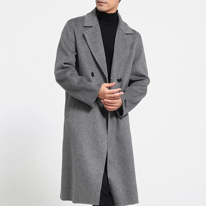Mens Double-Sided 100% Wool Overcoat
