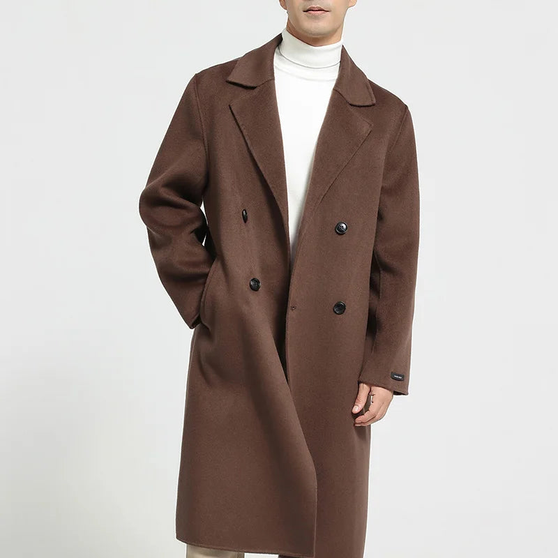 Mens Double-Sided 100% Wool Overcoat