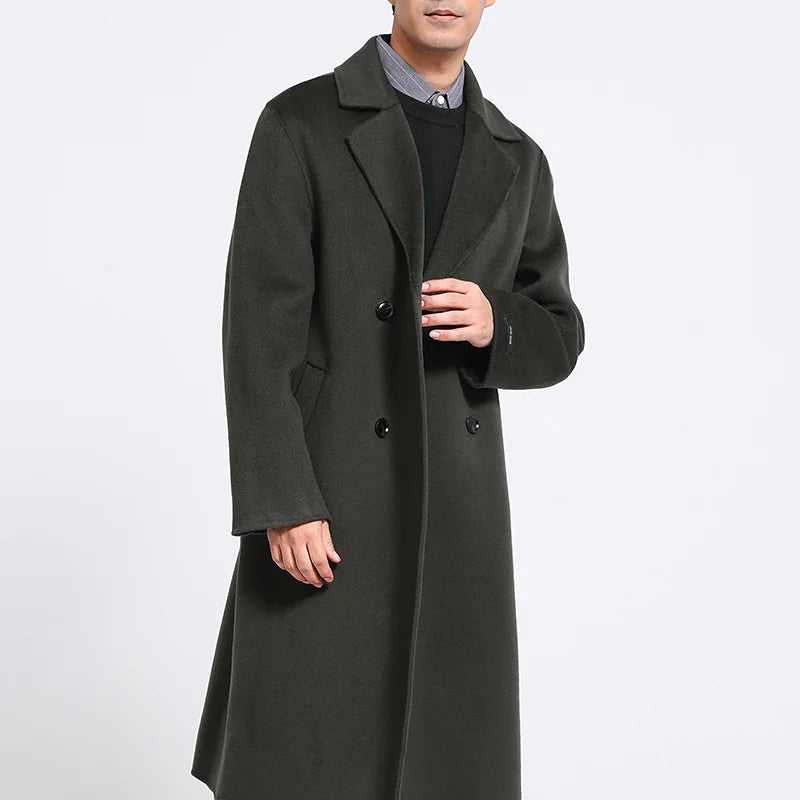 Mens Double-Sided 100% Wool Overcoat