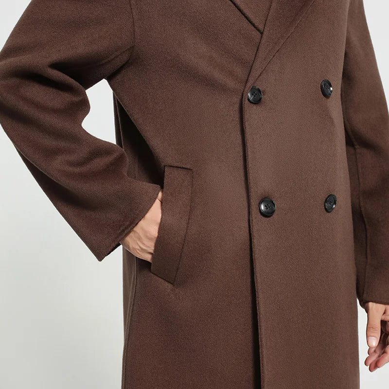 Mens Double-Sided 100% Wool Overcoat