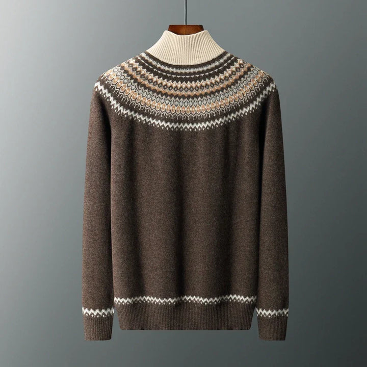 Mens Fair Isle Cashmere Quarter-Zip Sweater