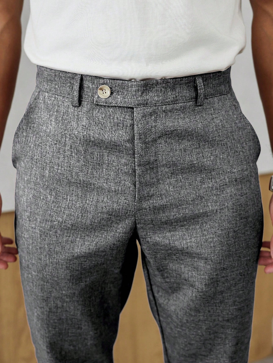 Men's Grey Tweed Ankle Trousers