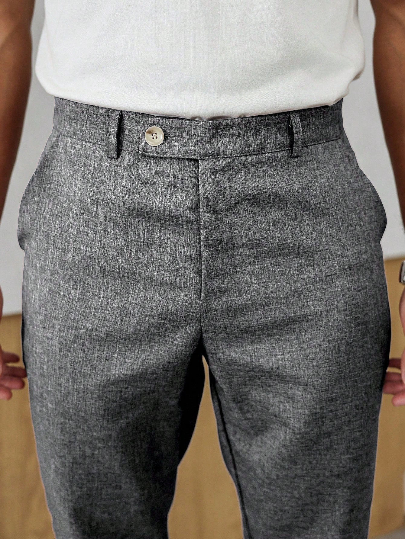  Men's Grey Tweed Ankle Trousers