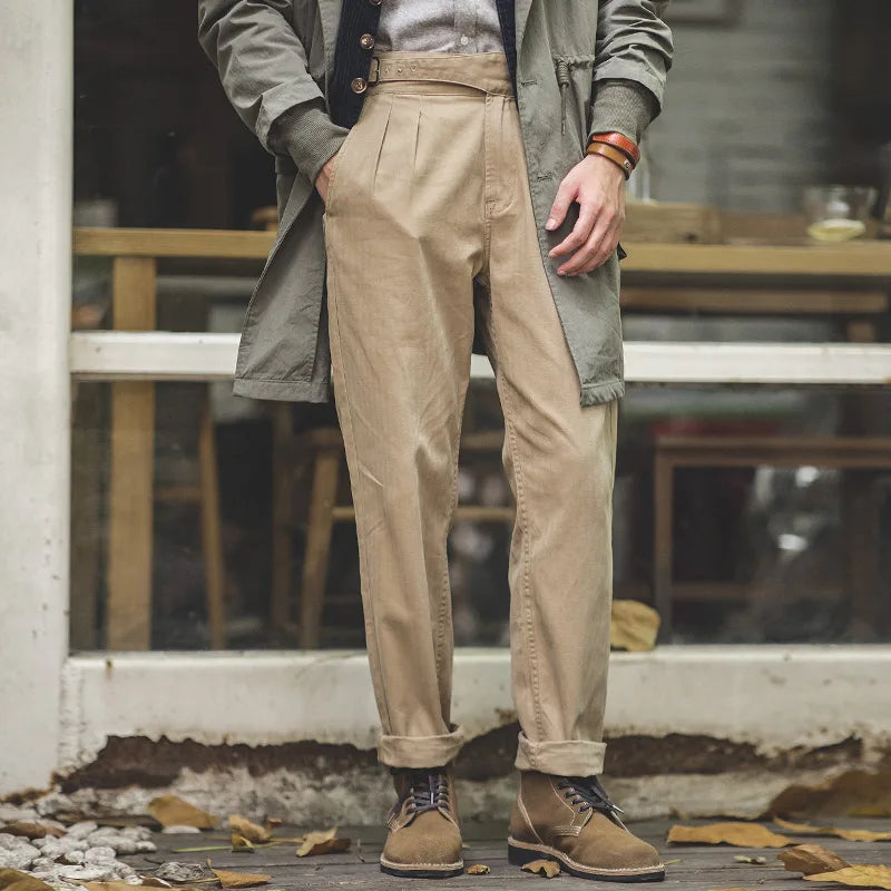  Men's High-Waist Cotton Gurkha Trousers